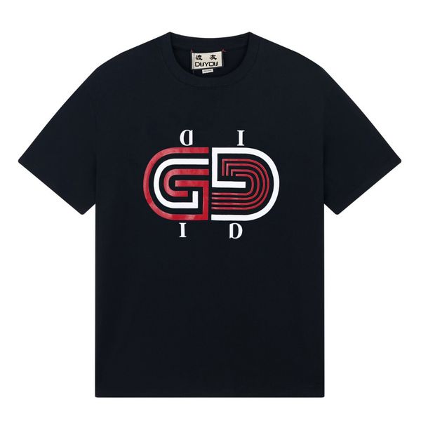

duyou oversize t shirt with vintage jersey wash letters 100% cotton t-shirt men casuals basic t-shirts women quality classical dy8841, White;black