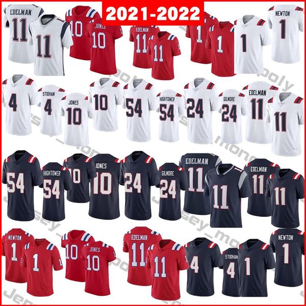 

2021-2022 football jerseys 1 cam newton 4 jarrett stidham 10 mac jones 11 julian edelman 24 stephon gilmore 54 dont'a hightow231m, Black;red