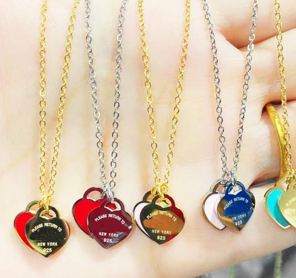 

fashion jewelry luxury heart pendant necklaces designers beaded strands pink red bule bracelet for women anniversary s925 trendy gift girlfr, Silver