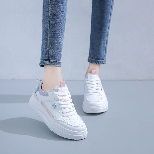 

fashion ale women's flatboard shoes white-pink white-purple spring casual shoes sneakers color23, Black