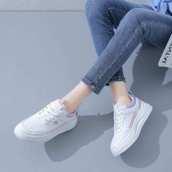 

fashion ale women's flatboard shoes white-pink white-purple spring casual shoes sneakers color51, Black