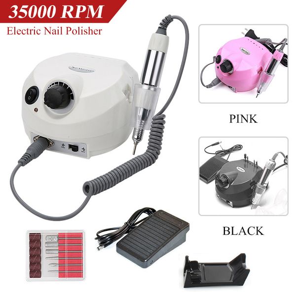 

35000rpm electric nail art manicure machine apparatus for manicure pedicure nail file tools drill polish bits tools kits, Silver