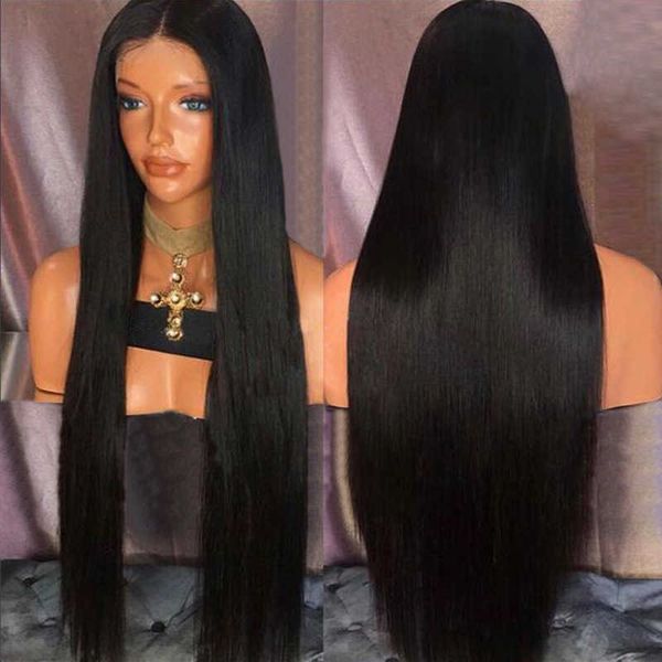 

wig women's long black straight hair medium long straight hair wig 230301