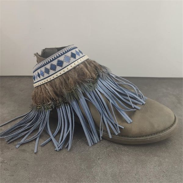 

anklets boho jewelry shoes band for heel stone belt decorations boot ankle chains women 230314, Red;blue