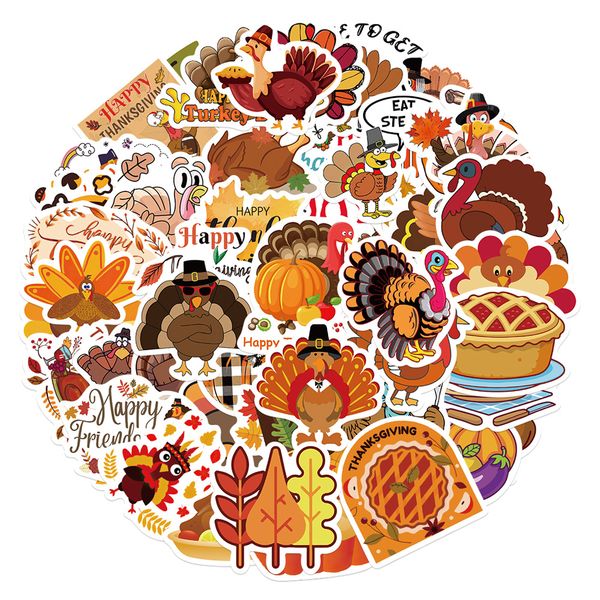 

50pcs 100pcs thanksgiving graffiti stickers turkey for skateboard car baby helmet pencil case diary phone lapplanner decor book album kids t