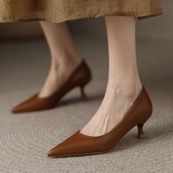 

dress shoes plus size women pumps pointed toe boat mid heels basic slip on tacones mujer black singe escarpins femme 9875n 230301