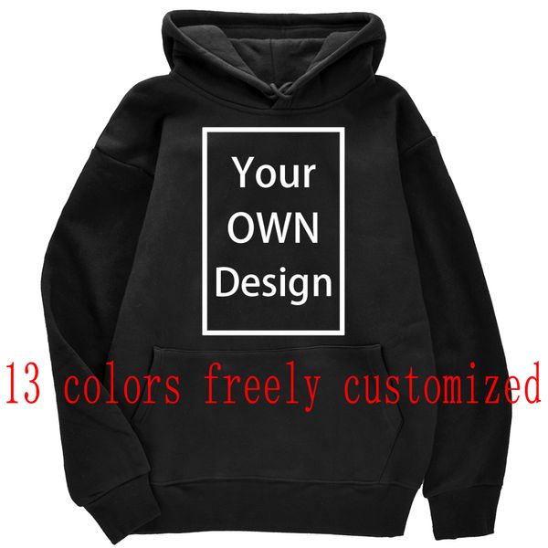 

men's hoodies sweatshirts your own design brand /picture custom men women diy hoodies sweatshirt casual hoody clothing 14 color loose f, Black