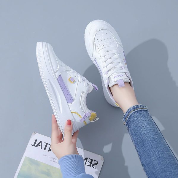 

fashion ale women's flatboard shoes white-pink white-purple spring casual shoes sneakers color39, Black