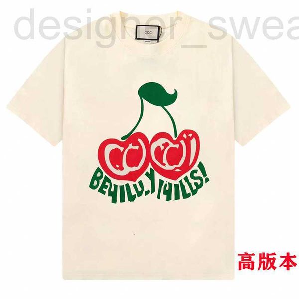 

women's t-shirt designer verified version correct poison home luxury fashion brand beverly hills cherry print short sleeve 240g casual, White
