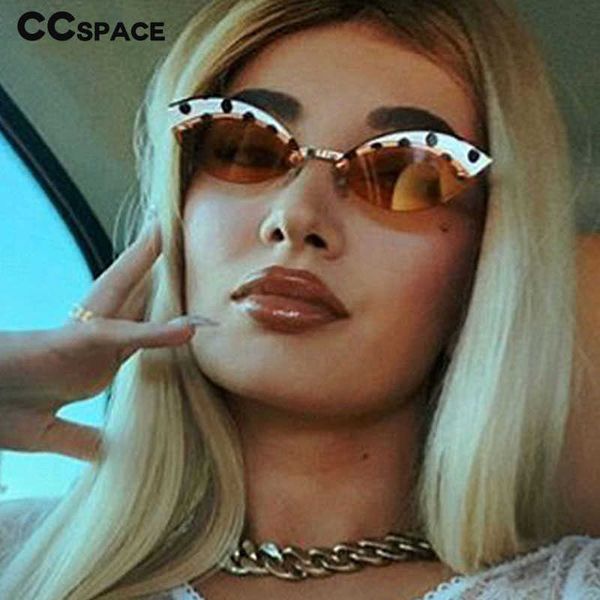 

sunglasses 49175 alloy rimless black dots print sunglasses men women fashion shades uv400 vintage glassesj230301, White;black