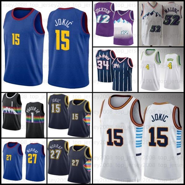 

jalen 4 green rocket denvers nugget basketball jersey 15 jamal murray 2021 2022 new 27 nikola orange jokic white men, Black;red