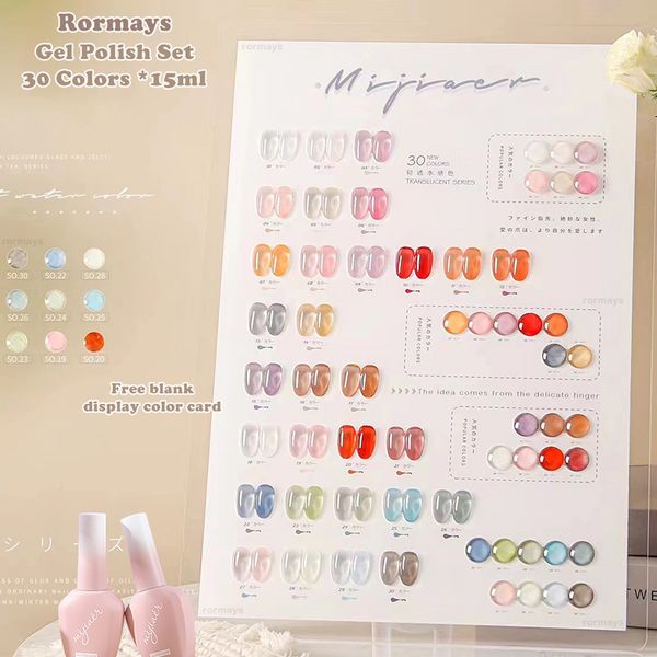 

rormays 30pcs gel nail polish set transparent jelly gel whole set need primer all for manicure coat nail gel set uv led 15ml wholesale facto