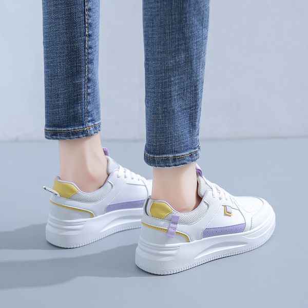 

fashion ale women's flatboard shoes white-pink white-purple spring casual shoes sneakers color13, Black