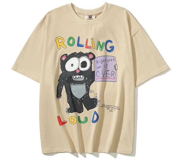 

classical designer t shirt summer short sleeve hip hop monster cartoon print oversized men tshirt tee kid cudi mens clothes, White;black