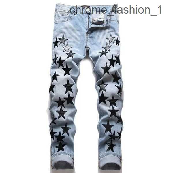 

star amirly ripped jeans embroidery varsity trend men skinny european patchwork jean s hombre brand letter motorcycle pant 8 trdw, Blue