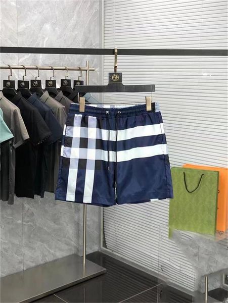 

2023 men's beach pants new famous designer trend european and american casual fashion capris loose stripe blue color shorts