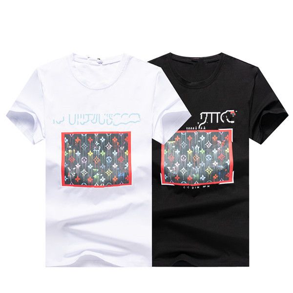 

2023 summer men's new short sleeve t-shirt european station fashion slim010, White;black