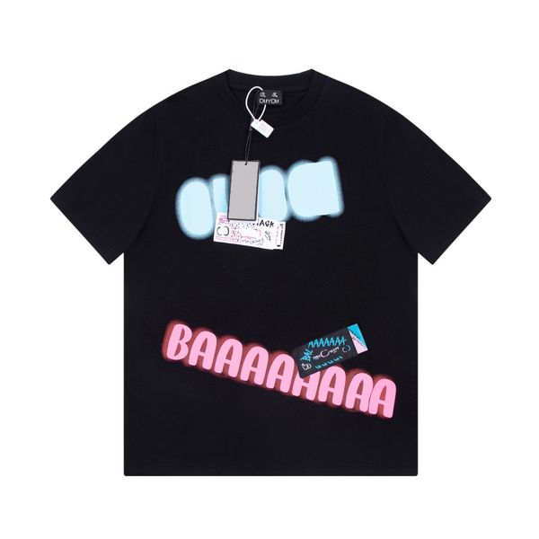 

duyou oversize t shirt with vintage jersey wash letters 100% cotton t-shirt men casuals basic t-shirts women quality classical dy8875, White;black