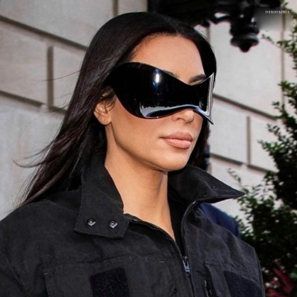 

mens womens sunglasses designer sunglasses 2023 y2k one piece punk women brand oversized goggle sun glasses female outdoor big black shades, White;black