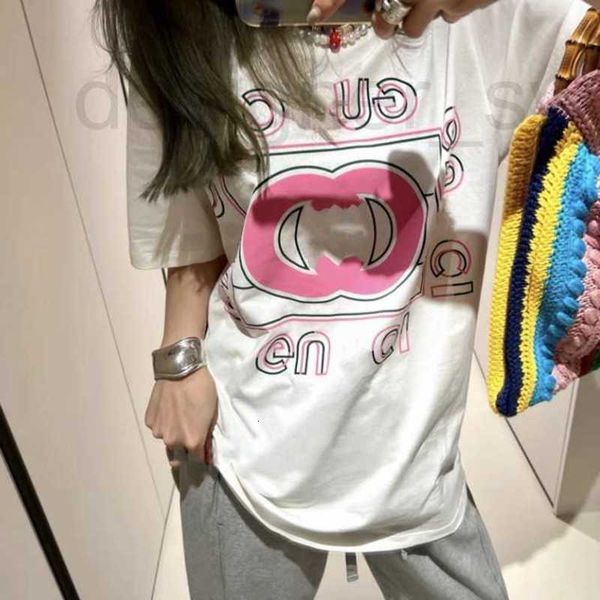 

women's t-shirt designer high-version 2023 summer new luxury exclusive sifang double g printed men's and short sleeve t-shirt acqf, White