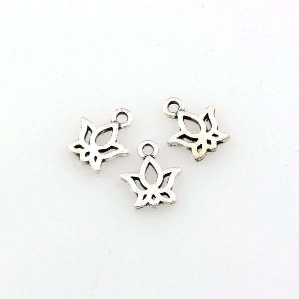 

300pcs charms lotus flower 11x13mm antique silver jewelry making diy handmade craft, Bronze;silver