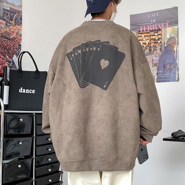 

mens hoodies sweatshirts privathinker suede foaming printing autumn pullovers fashion loose casual brand male clothing 230301, Black