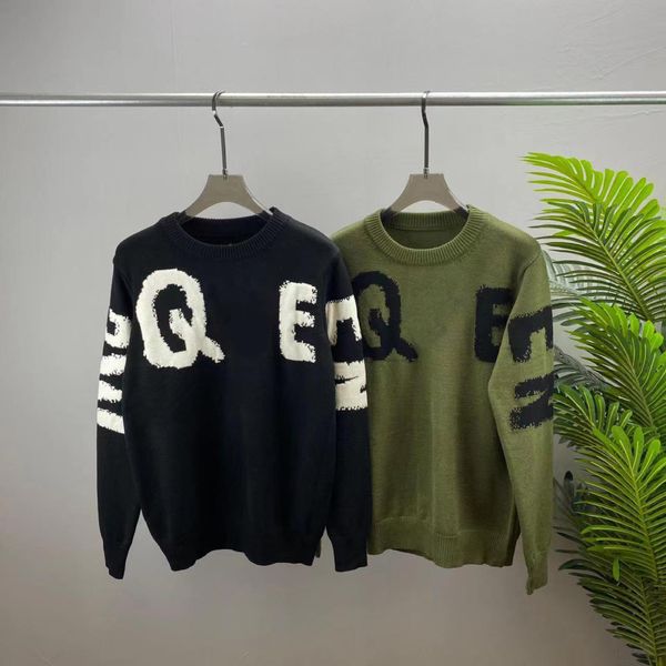 

designer mens plus size sweaters hoodies in autumn winter green sweater acquard knitting machine e custom jnlarged 7detail crew neck cotton, White;black