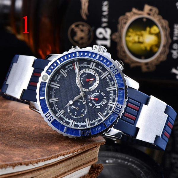 

2021 men luxury watches six stitches series all dials work mens quartz watch brand rubber strap clock fashion rou2655, Slivery;brown