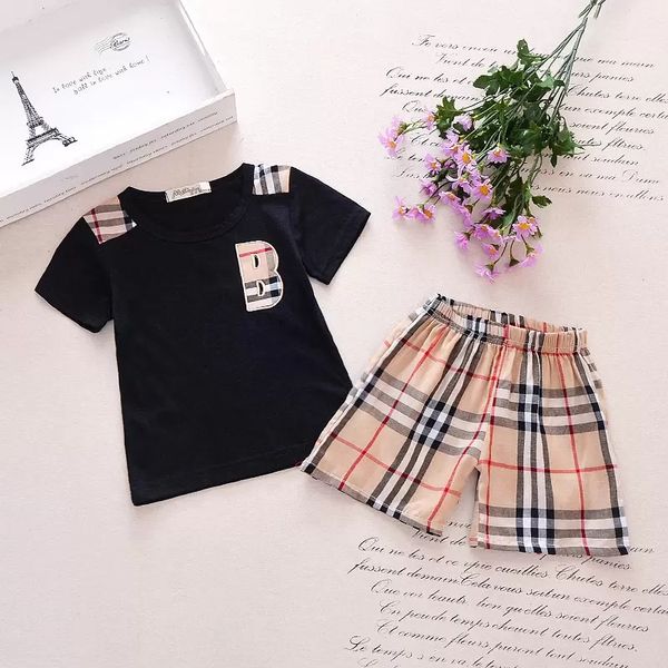 

designer baby boy clothes set sport clothing tracksuit active striped tshirt shorts baseball football clothes toddler, White