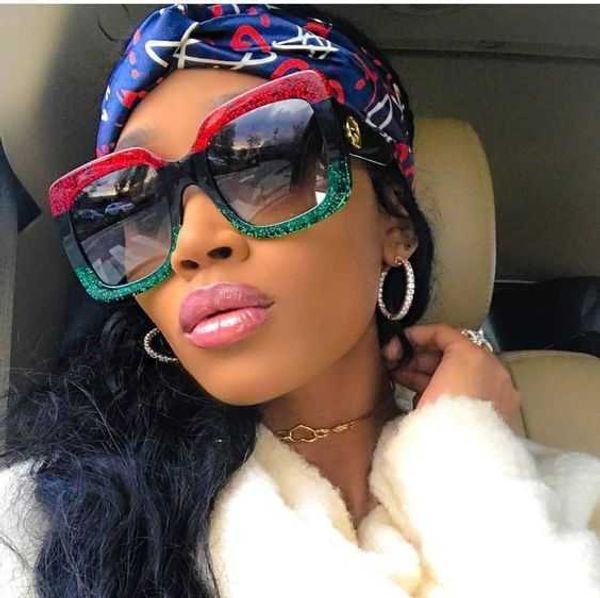 

sunglasses luxury italy brand oversized square sunglasses women retro brand designer big frame sun glasses female green red oculos 1159rj230, White;black