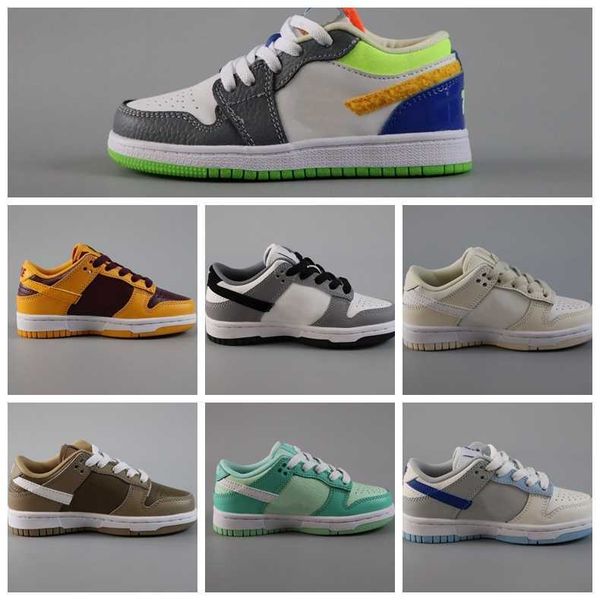 

new little kids 2023 shoes low grey white green yellow girls boys shoes running sports sneakers fashion soccer dd1391-702 size eur 25-35, Black