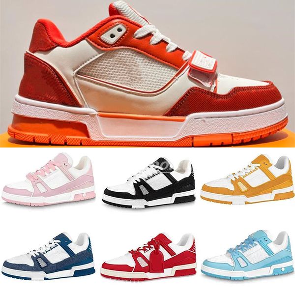 

luxury fashion designer virgil casual shoes women men calfskin leather ablohs plat-form sneaker white green red blue letter oink low mens tr