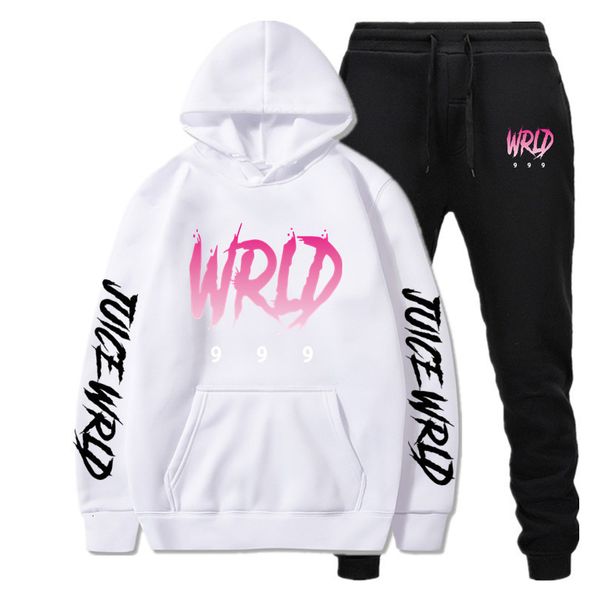 

men s tracksuits men hoodies suit juice wrld printed tracksuit fleece sweatshirt sweat pants jogging homme pullover sporting male 2 piece se, Gray