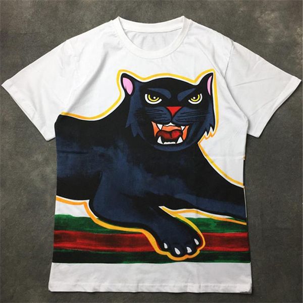 

street fashion famous mens t shirt 2020 panther painting polos short sleeve shirts men women style hip hop pullover t2382, White;black