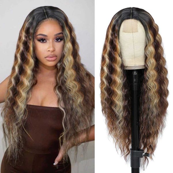 

second-haired women's 350# wig deep wave lace wig small lace 230301, Black