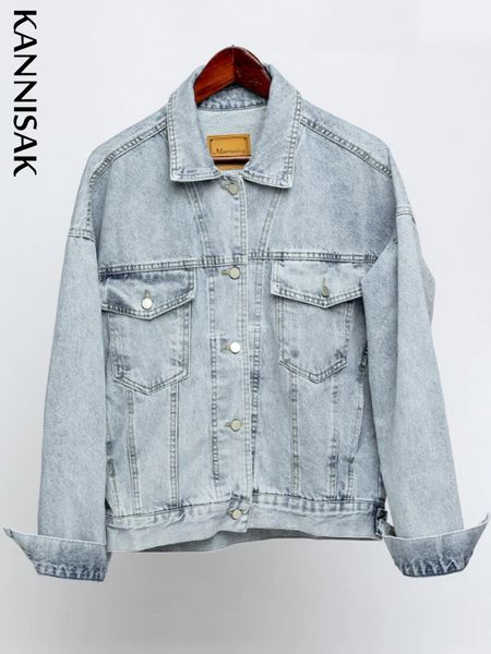 

women's jackets vintage women autumn winter oversize denim washed blue jeans coat turn down collar outwear bomber 230301, Black;brown