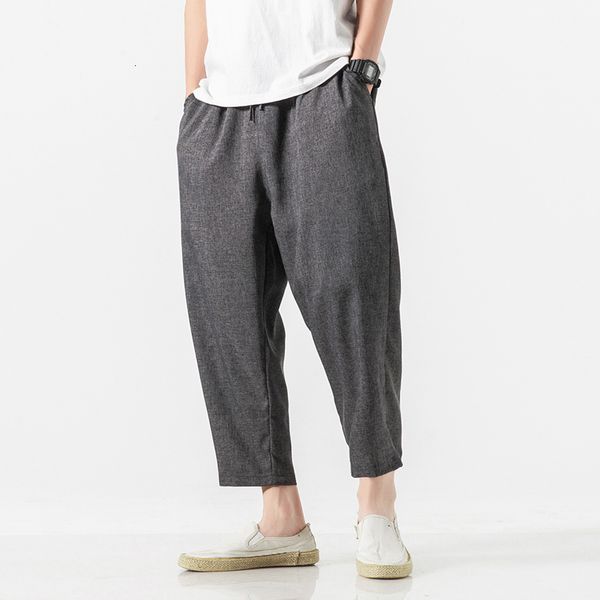 

women's pants capris mens harem pants japanese casual cotton linen sweatpants man jogger pants harajuku style loose pants male large si, Black;white