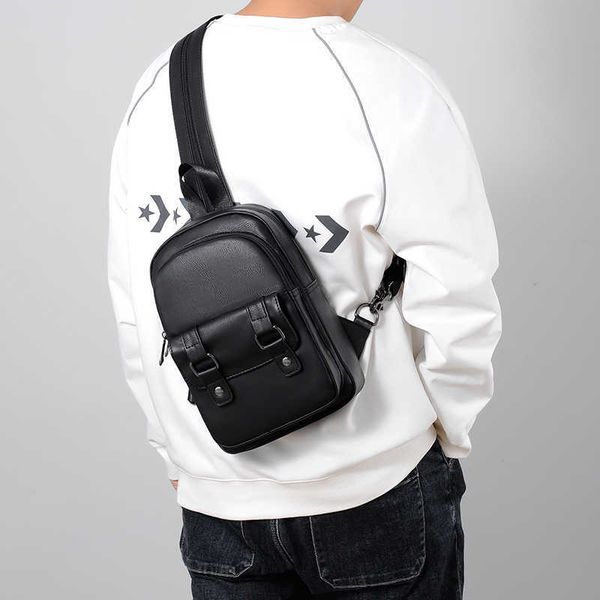 

backpack 2022 fashion men leather backpack small shoulder bags for male pu mini crossbody bag black new designer travel bagj230301