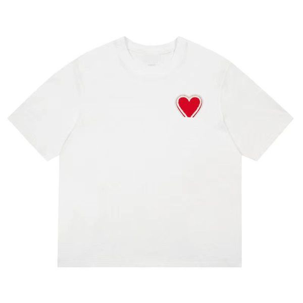 

paris fashion mens designer t shirt amis embroidered red heart round neck short sleeve t-shirt men women tees 2023 summer new fashion lgbm, White;black