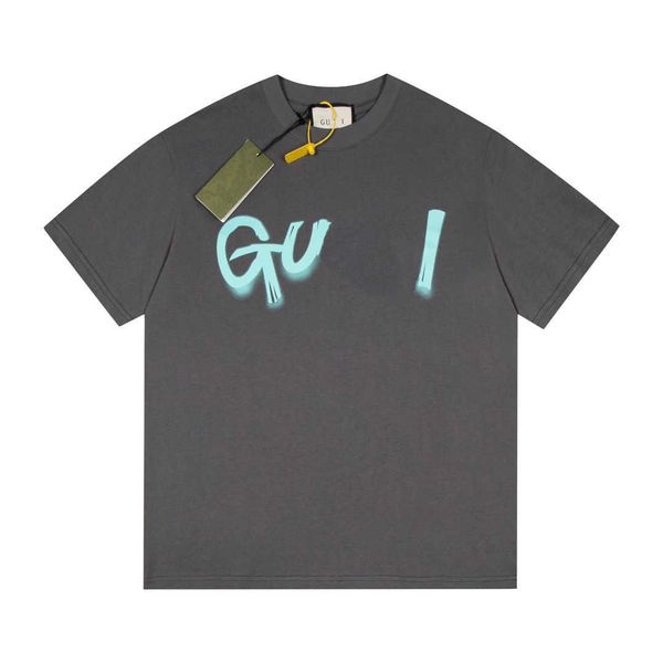

designer luxury guggi classic graffiti letter-printed couple's summer short-sleeved t-shirt for men and women style student loose cute, Black;brown