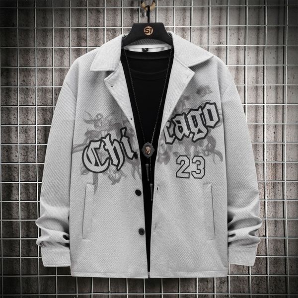 

men's jackets men 1pc letter graphic coat 230301, Black;brown