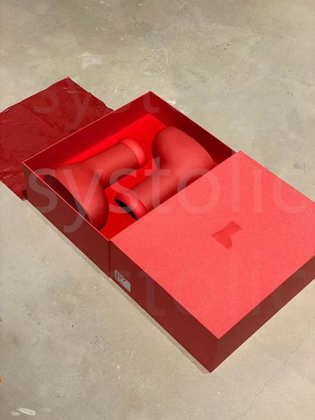 

authentic mschf big red boot shoes rain boots thick bottom non-slip booties rubber platform bootie fashion astro boy mens women outdoor snea