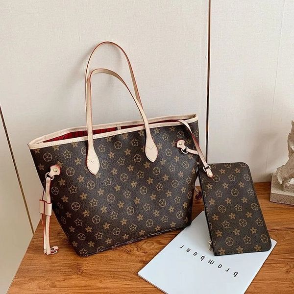 

brand 2pcs set classic designers bags monograms original quality leather oxidate womens totes with pouch shopping shoulder bag m45685