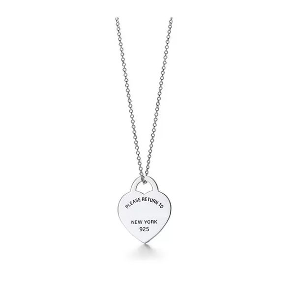 

14 style heart necklace 14 style woman stainless steel blue pink green pendant jewelry valentine day christmas gifts for girlfriend with tif, Silver