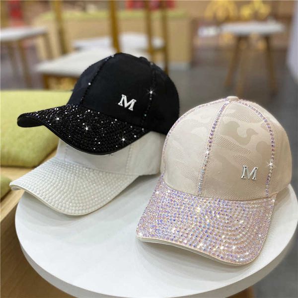 

ball caps letter  women rhinestone baseball cap pink breathable mesh hat adjustable outdoor sport black lady peaked summer sunhatj230228, Blue;gray