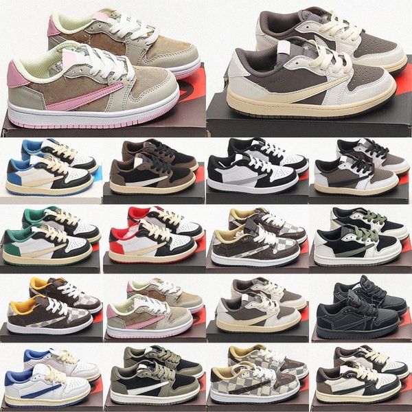 

kids shoe travis scotts 1s low shoes 1 boys sneaker designer pine game scotts chicago mocha baby kid youth toddler infants trainers athyqkg#, Black