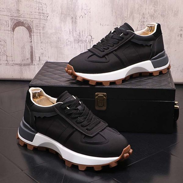 

trend mens dress shoes formal business groom shoes men's casual shoes cloth breathable heighten shoes zapatillas de hombre, Black