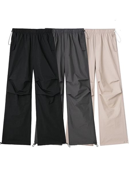 

women's pants s willshela women fashion solid parachute cargo vintage jogging trousers high elastic waist female chic lady boot cut 230, Black;white