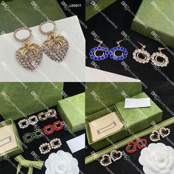 

sparkle crystal studs earrings rhinestone g hoop earring designer letter diamond eardrops for women with box lovers gift jewelry, Golden;silver