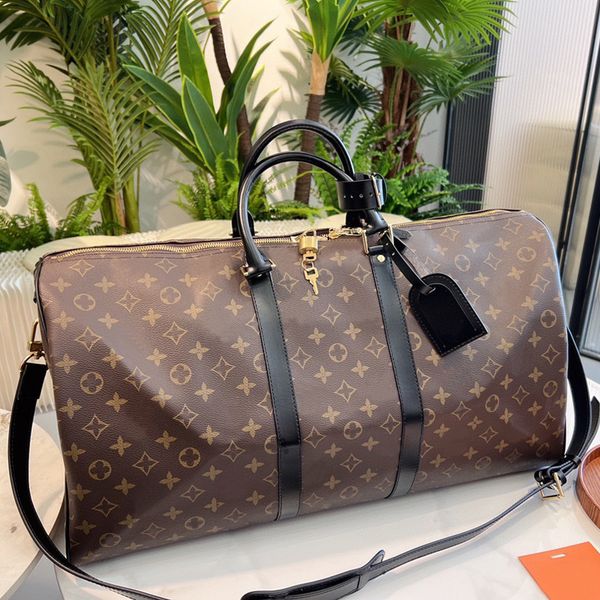 

designer duffel bags mens travel new fashion women luxury luggage travel bags leather handbags large capacity keepall carry on luggages 55cm
